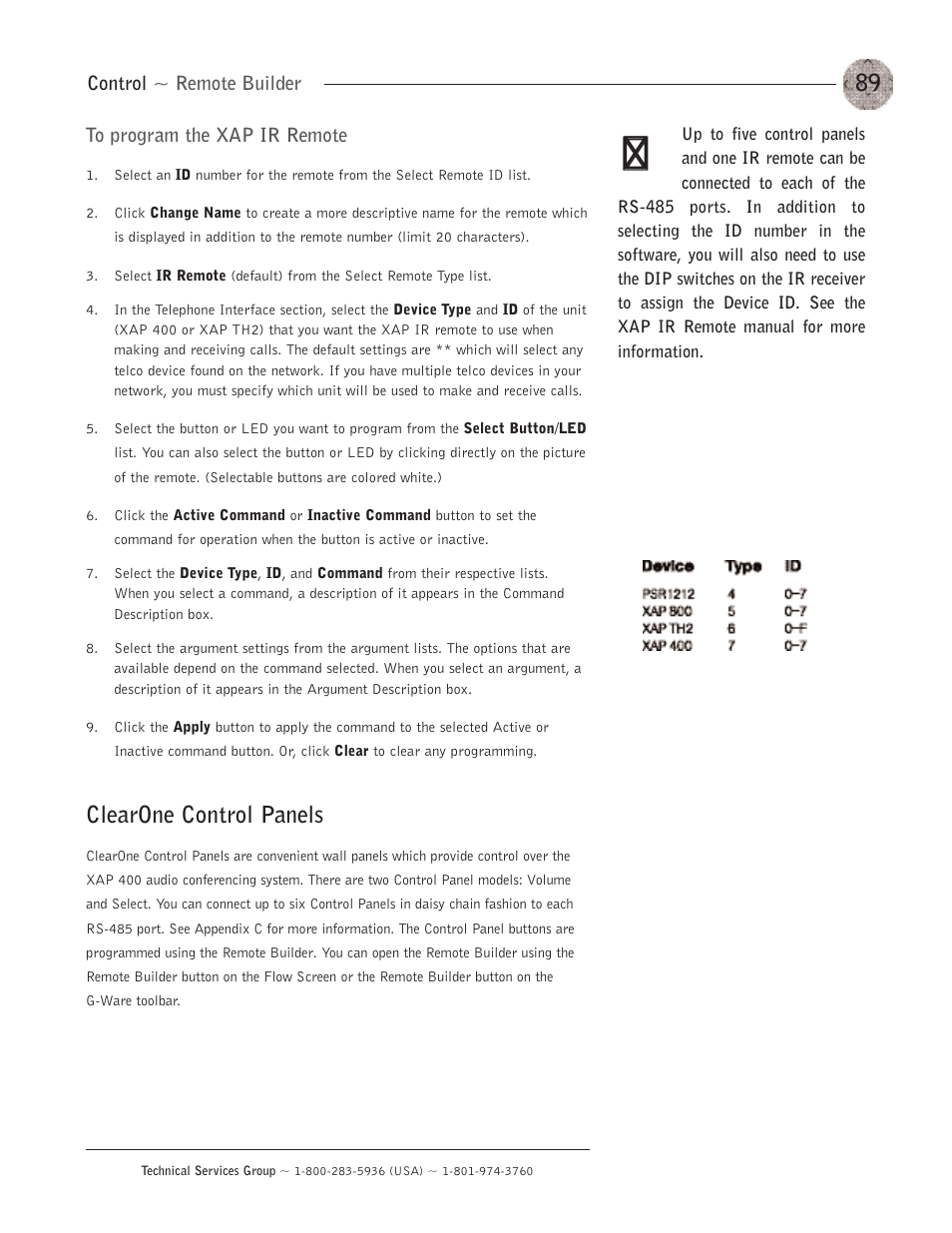 Clearone control panels | ClearOne XAP400 User Manual | Page 95 / 173