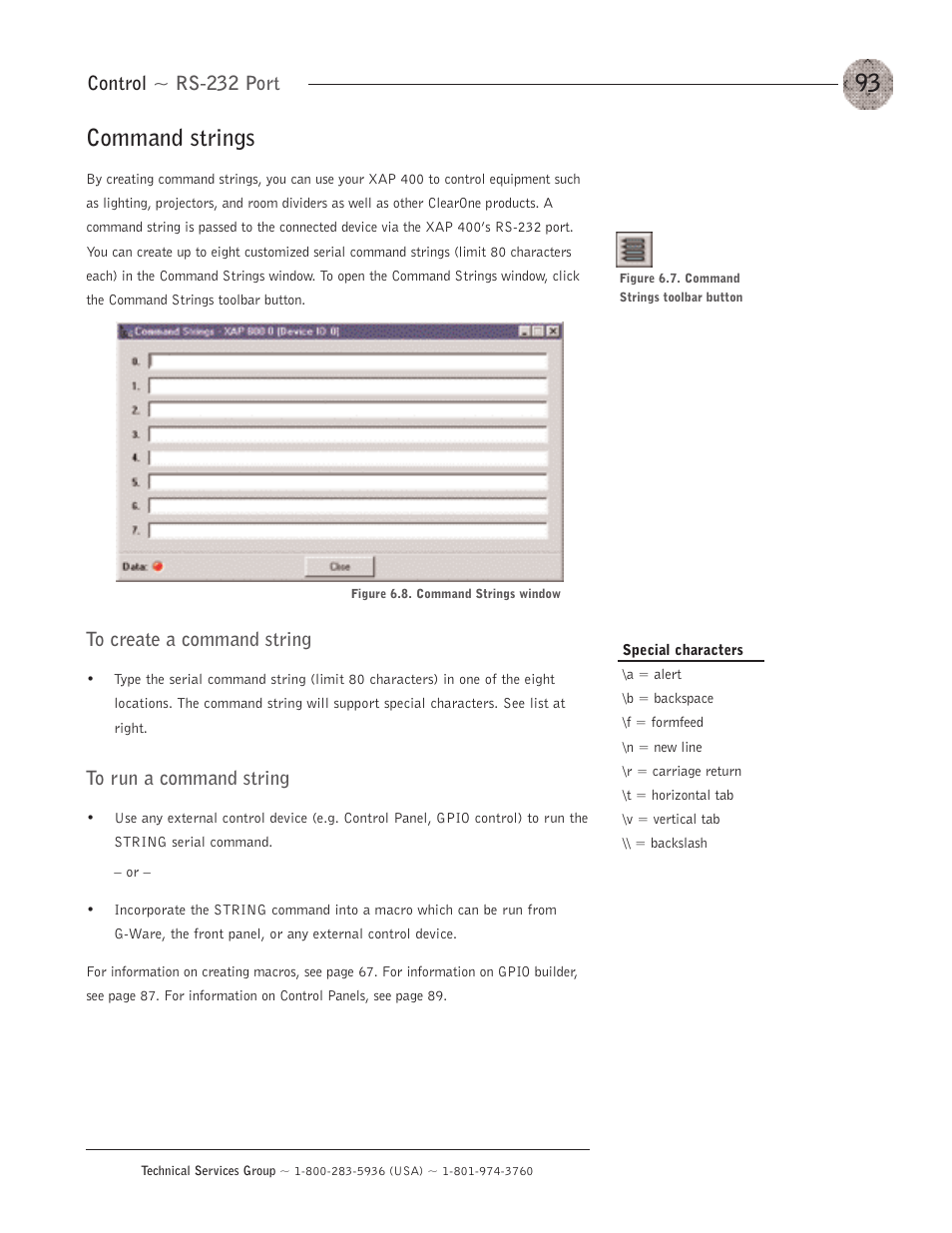 Appendix b: pinout, Appendix b: pinouts, Command strings | ClearOne XAP400 User Manual | Page 99 / 173