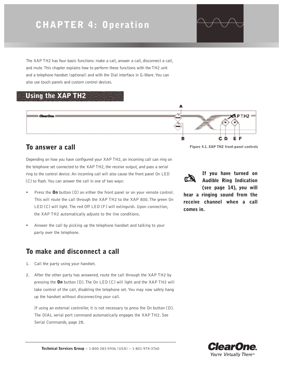 Chapter 4: operation, Using the xap th2 | ClearOne XAP TH2 User Manual | Page 21 / 60