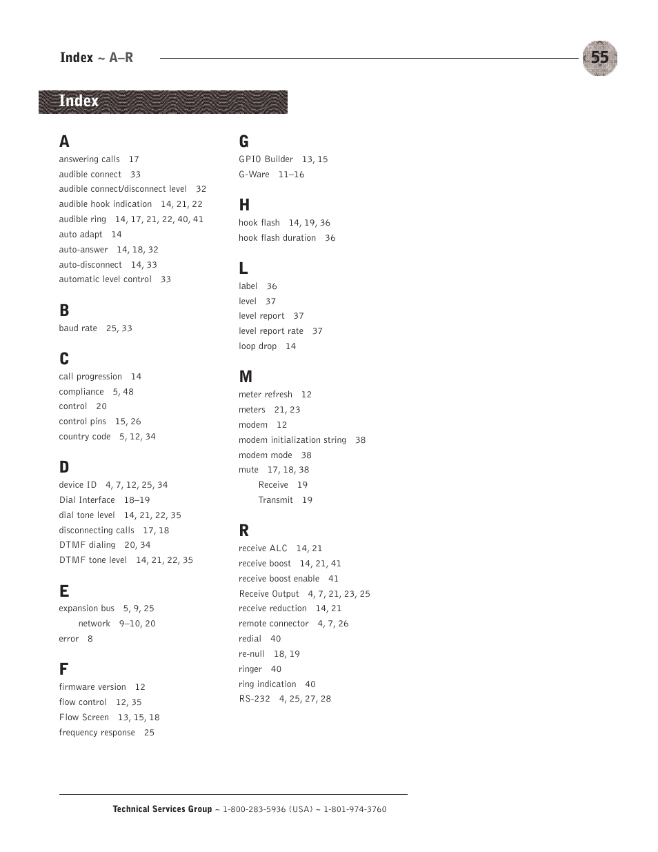 Index | ClearOne XAP TH2 User Manual | Page 59 / 60