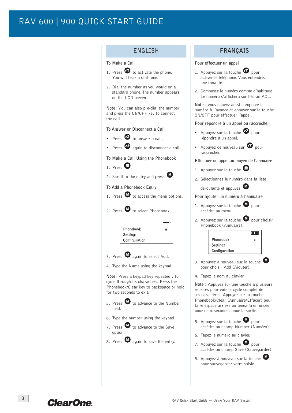 English, Français | ClearOne RAV 900 EMEA QSG User Manual | Page 10 / 12