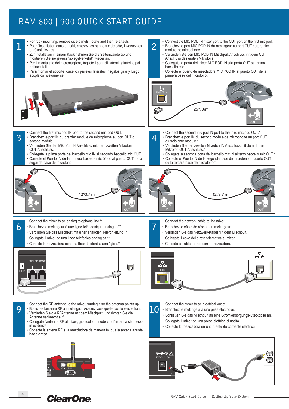 ClearOne RAV 900 EMEA QSG User Manual | Page 6 / 12