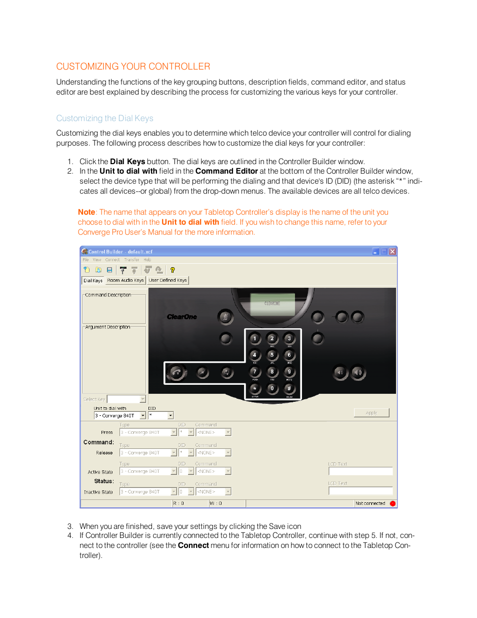 Customizing your controller, Customizing the dial keys | ClearOne Table Controller for XAP User Manual | Page 12 / 17