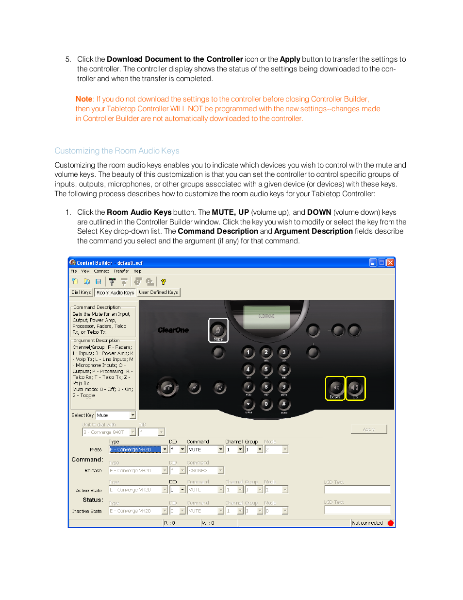 Customizing the room audio keys | ClearOne Table Controller for XAP User Manual | Page 13 / 17