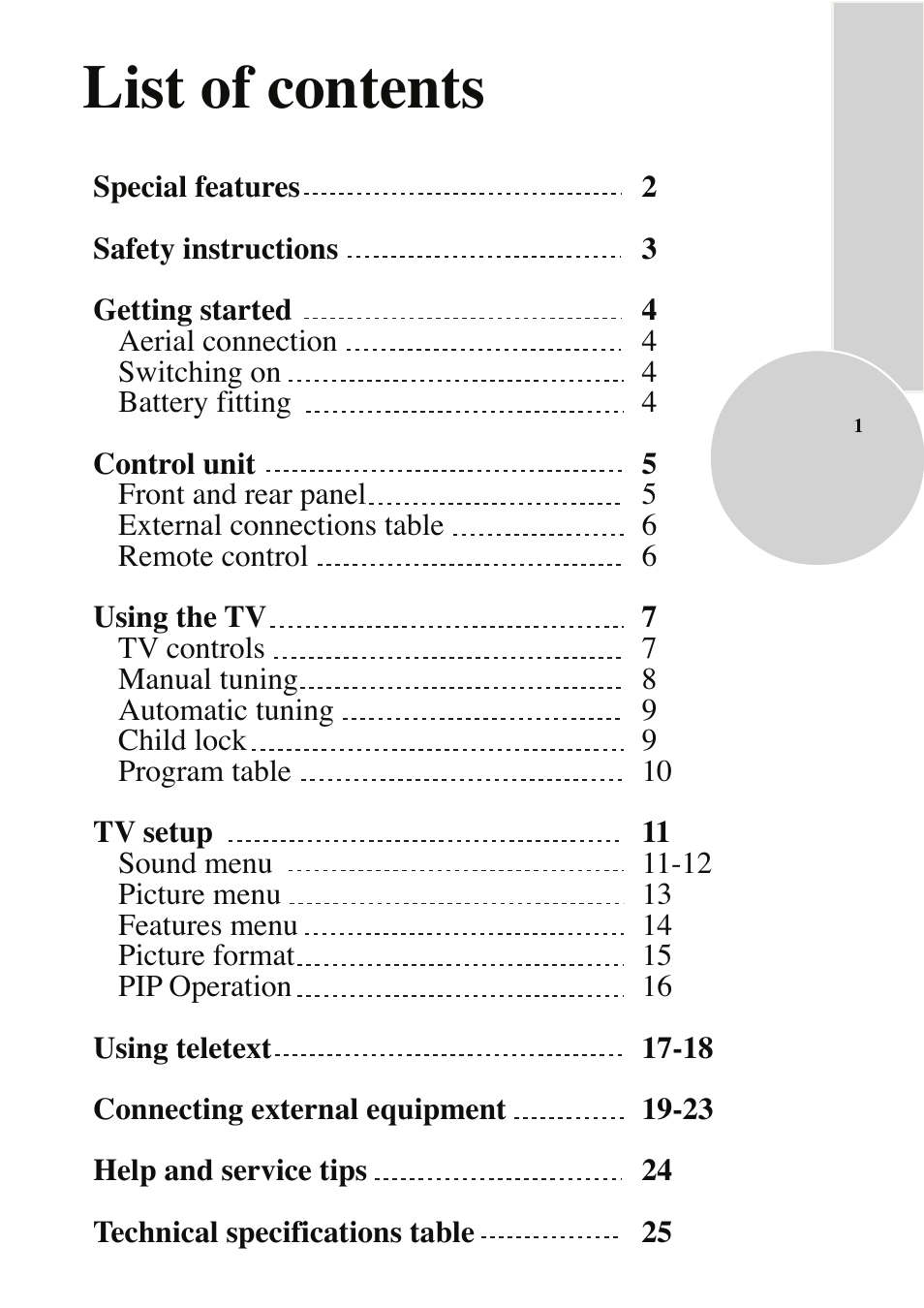 List of contents | Beko NICAM STEREO User Manual | Page 2 / 26