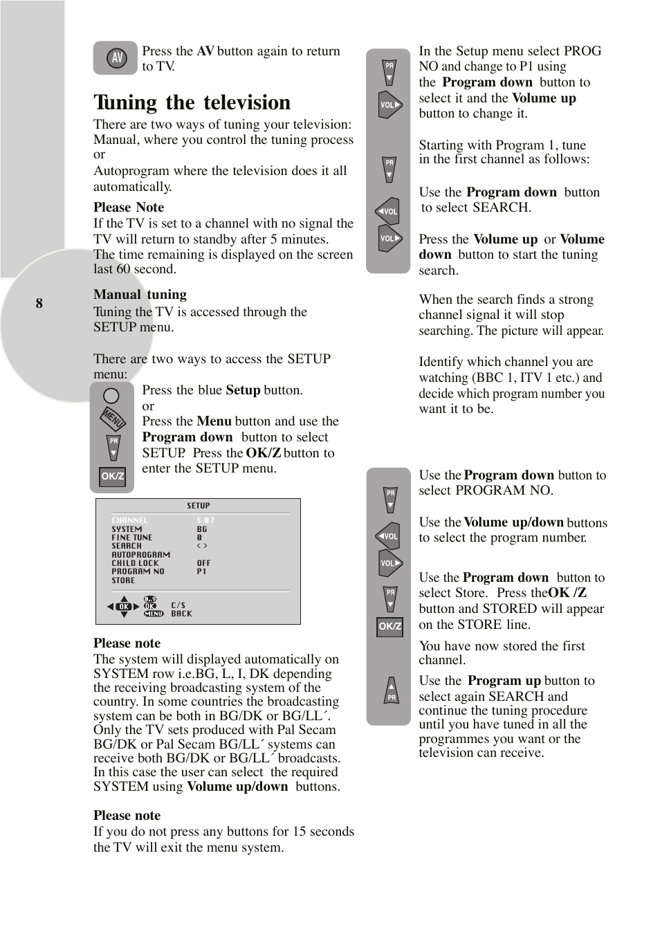 Tuning the television | Beko NICAM STEREO User Manual | Page 9 / 26