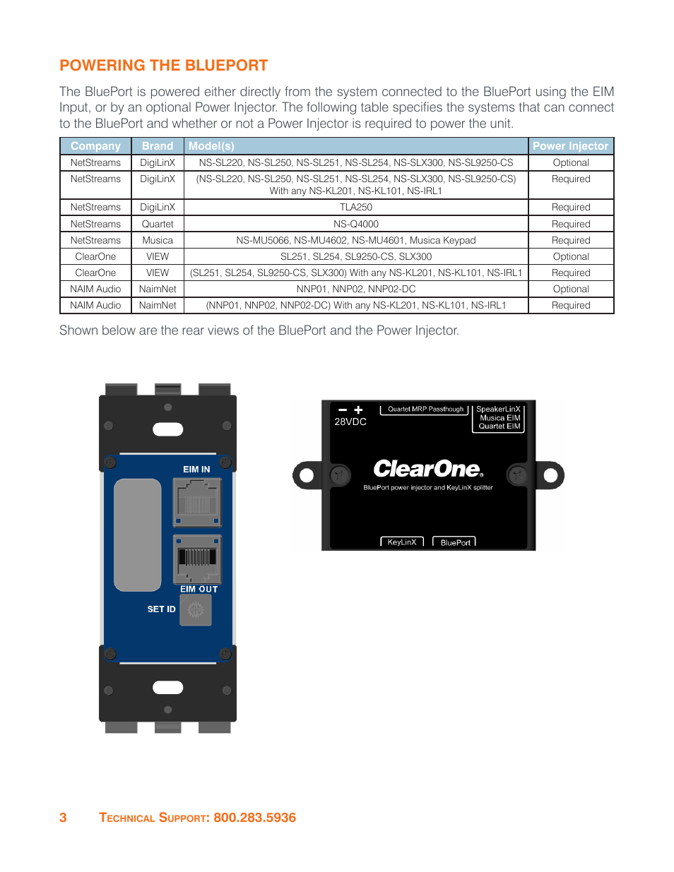 Powering the blueport | ClearOne BluePort NS-BP200 User Manual | Page 6 / 12