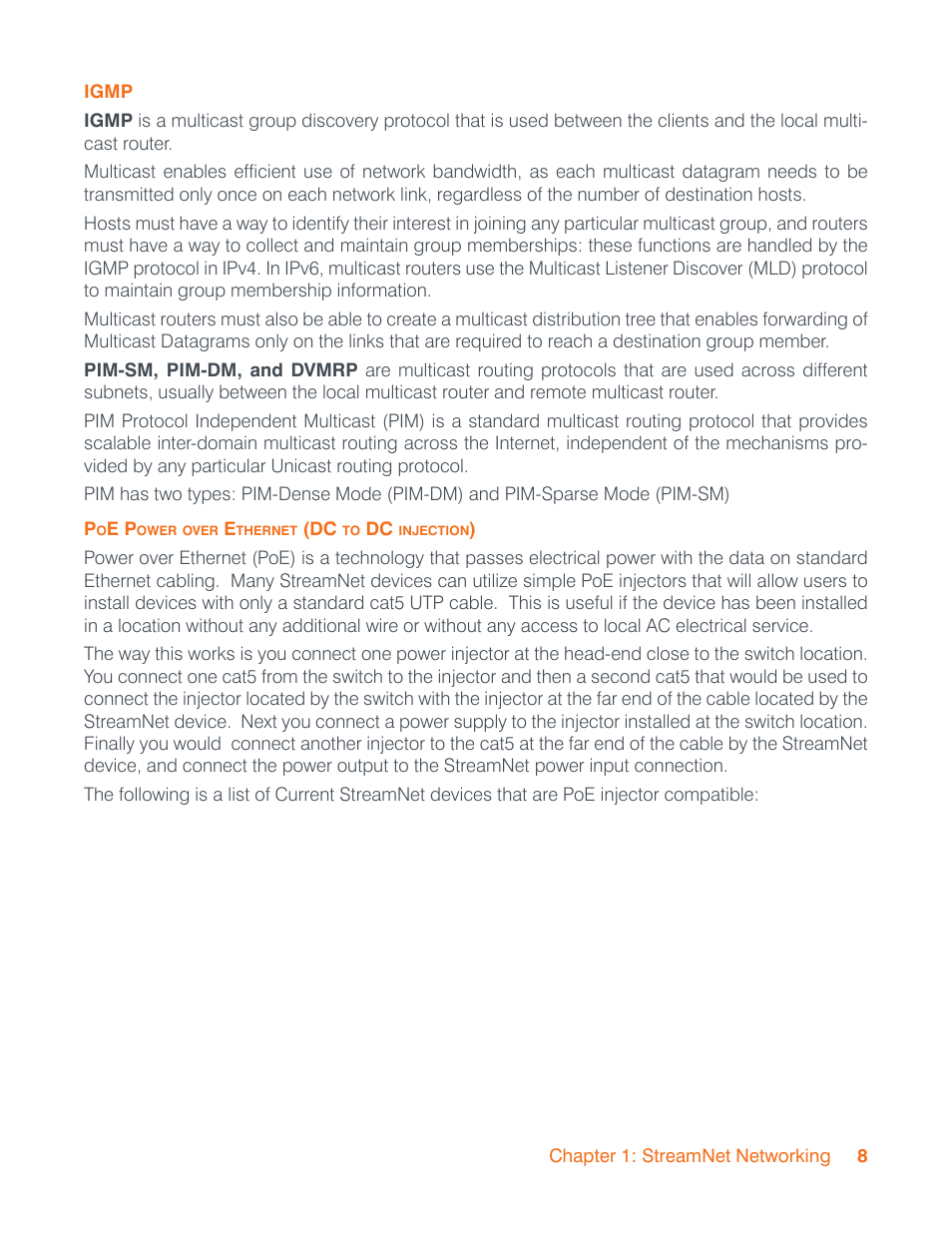 Igmp, Poe power over ethernet (dc to dc injection), Igmp poe power over ethernet (dc to dc injection) | ClearOne StreamNet Infrastructure and Network User Manual | Page 11 / 22