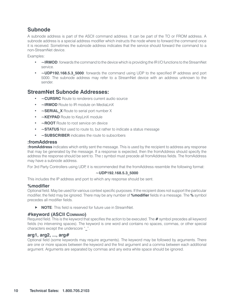 Ubnode, Tream, Ddresses | Subnode, Streamnet subnode addresses | ClearOne StreamNet Integration User Manual | Page 16 / 55