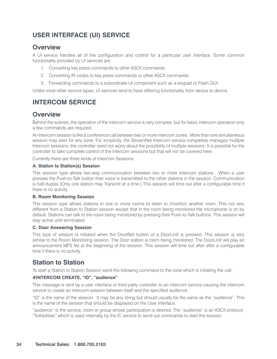 User interface (ui) service, Verview, Intercom service | Tation, User interface (ui) service overview, Intercom service overview, Station to station | ClearOne StreamNet Integration User Manual | Page 40 / 55