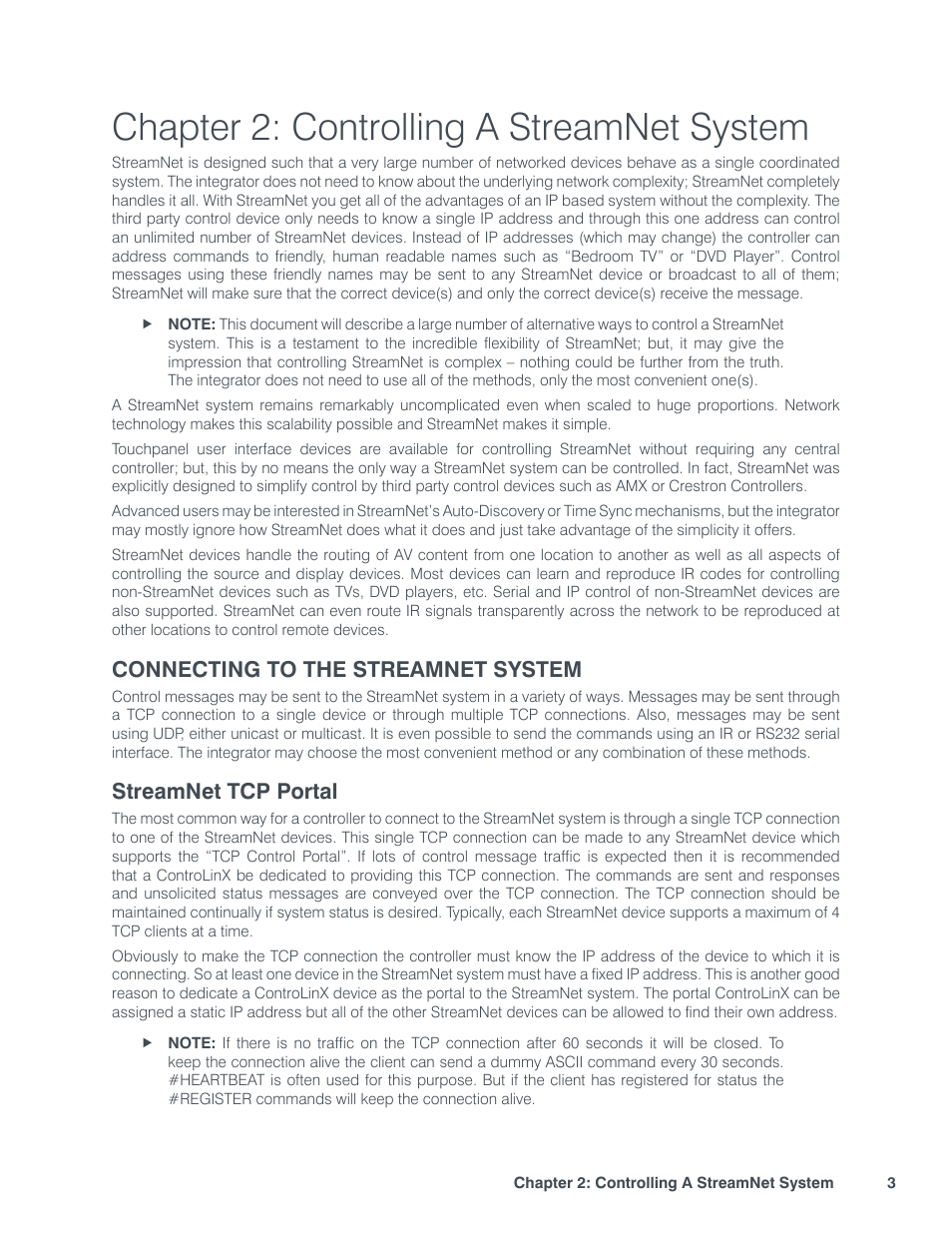 Chapter 2: controlling a streamnet system, Connecting to the streamnet system, Tream | Tcp p, Ortal, Streamnet tcp portal | ClearOne StreamNet Integration User Manual | Page 9 / 55