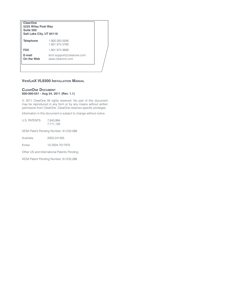 ClearOne ViewLinX - VL9300 User Manual | Page 2 / 14