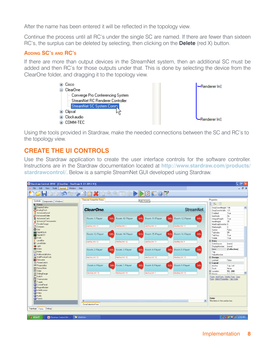 Create the ui controls | ClearOne StreamNet StarDraw Control User Manual | Page 11 / 13