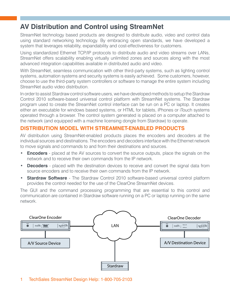 Av distribution and control using streamnet | ClearOne StreamNet StarDraw Control User Manual | Page 4 / 13