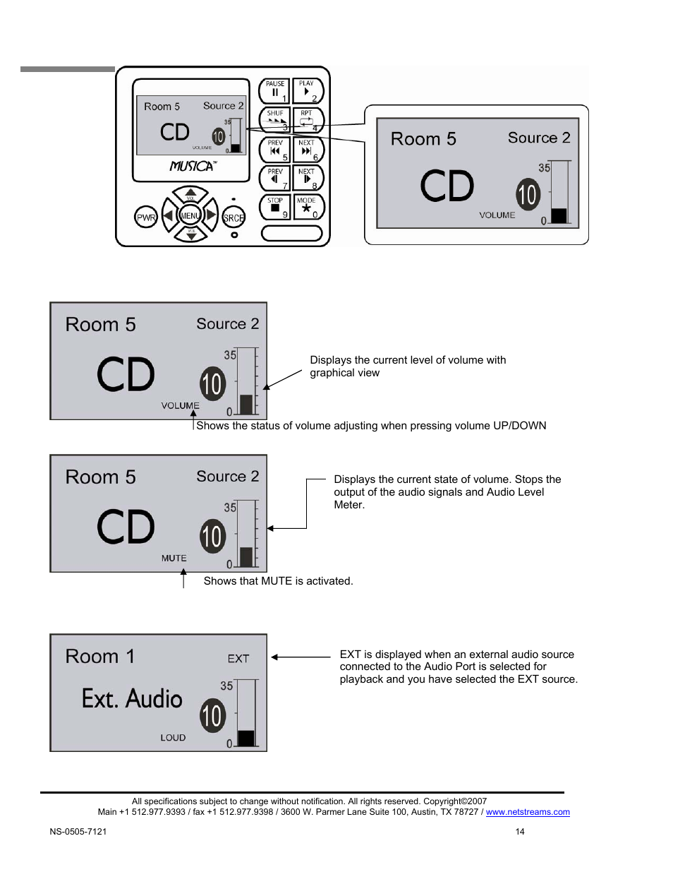 Musica keypad display screens | ClearOne MU5066 User Manual | Page 17 / 44