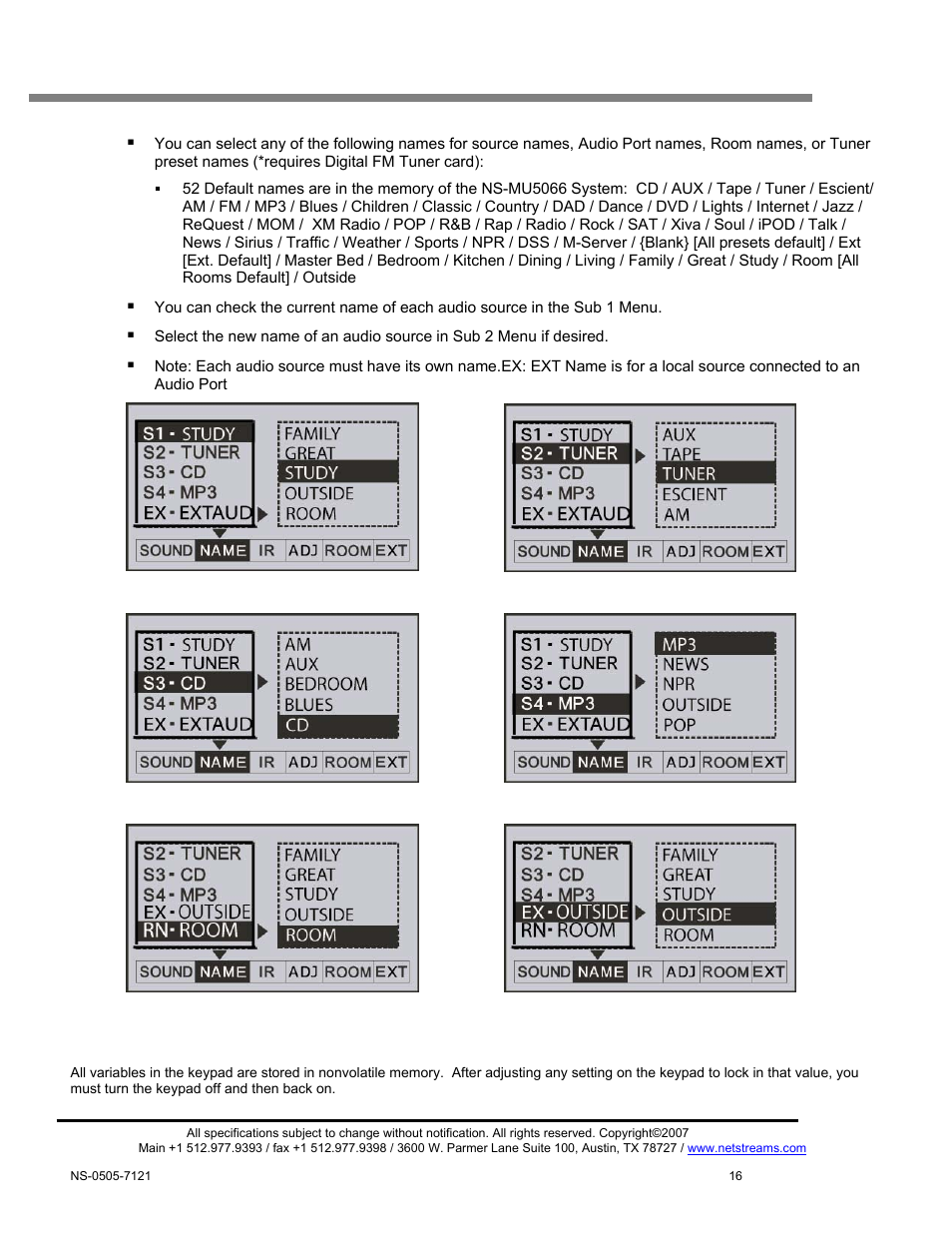 Musica keypad display screens | ClearOne MU5066 User Manual | Page 19 / 44