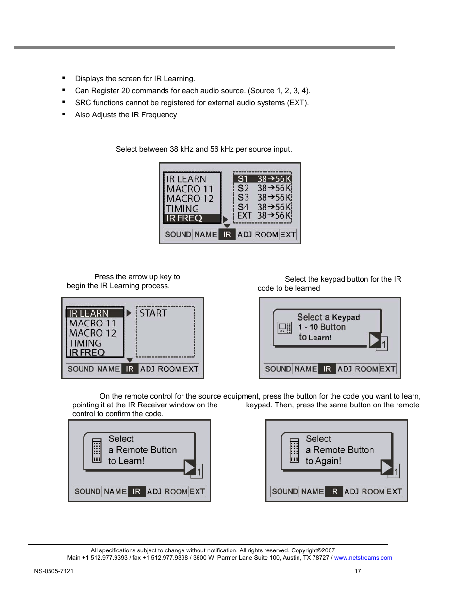 Musica keypad display screens | ClearOne MU5066 User Manual | Page 20 / 44