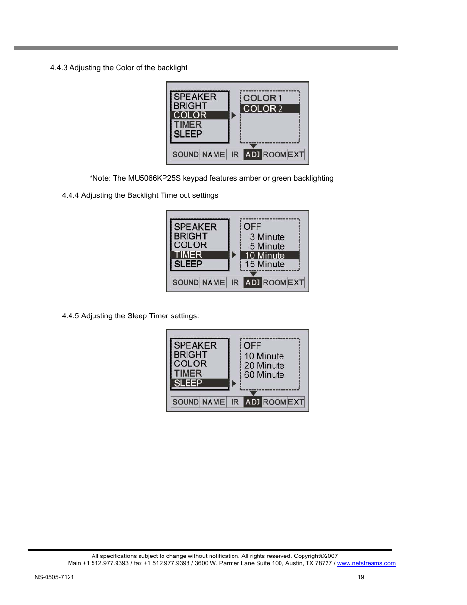 Musica keypad display screens | ClearOne MU5066 User Manual | Page 22 / 44