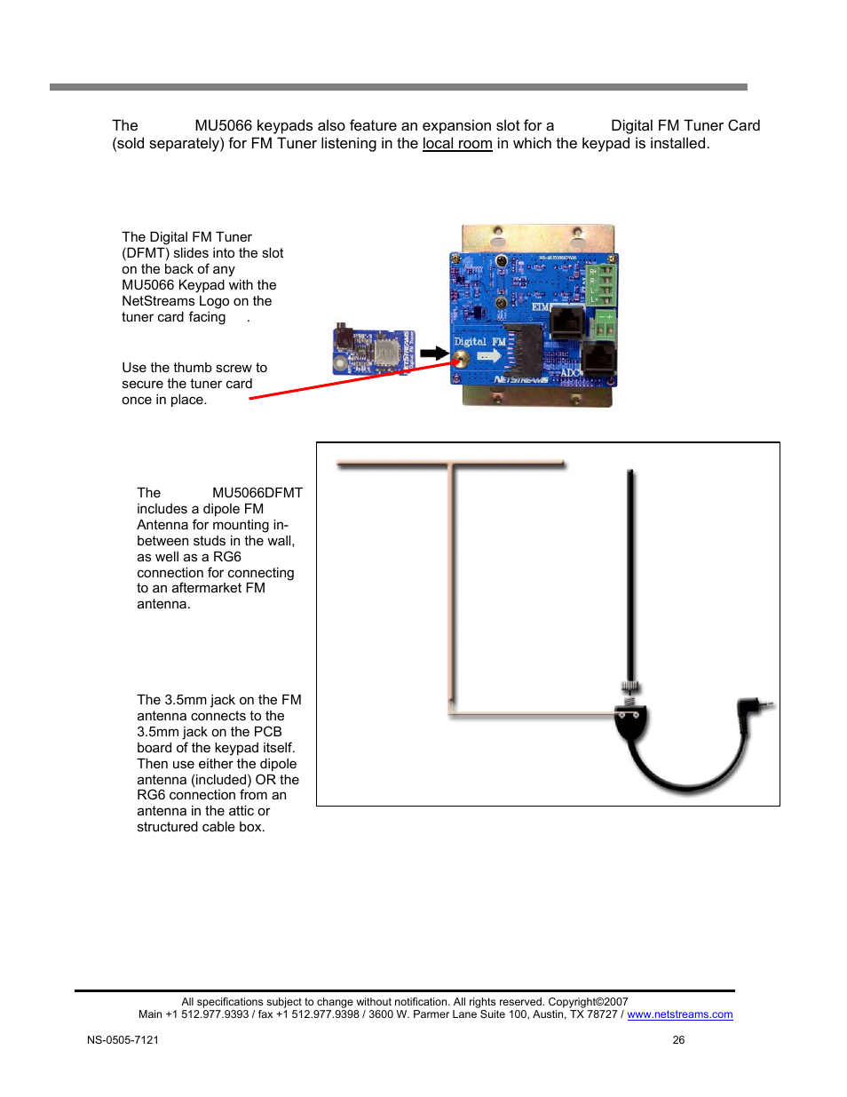 Musica digital fm tuner card | ClearOne MU5066 User Manual | Page 29 / 44