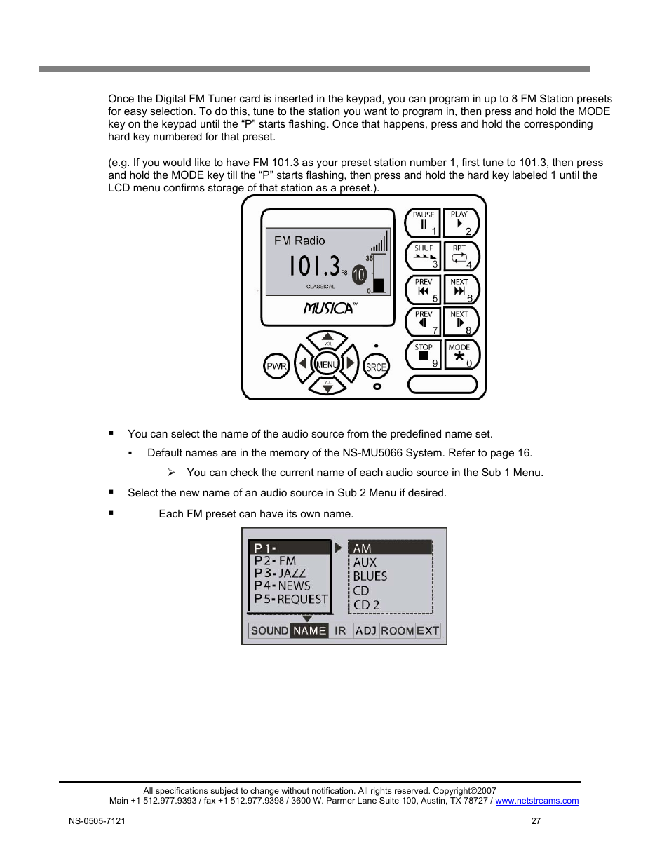 Musica digital fm tuner card | ClearOne MU5066 User Manual | Page 30 / 44