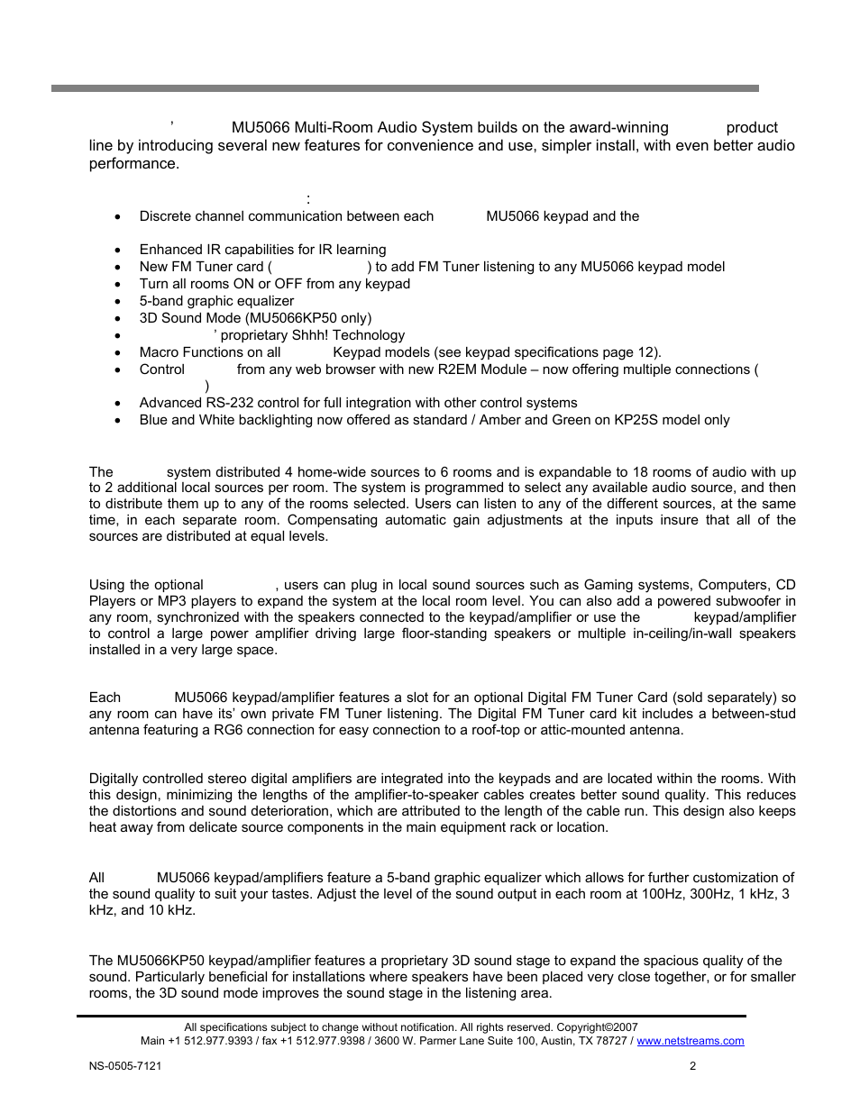 Features | ClearOne MU5066 User Manual | Page 5 / 44