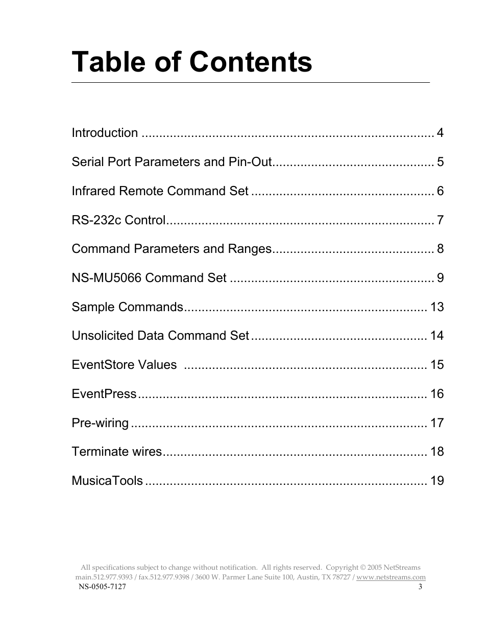 ClearOne NS-MU5066 User Manual | Page 3 / 24