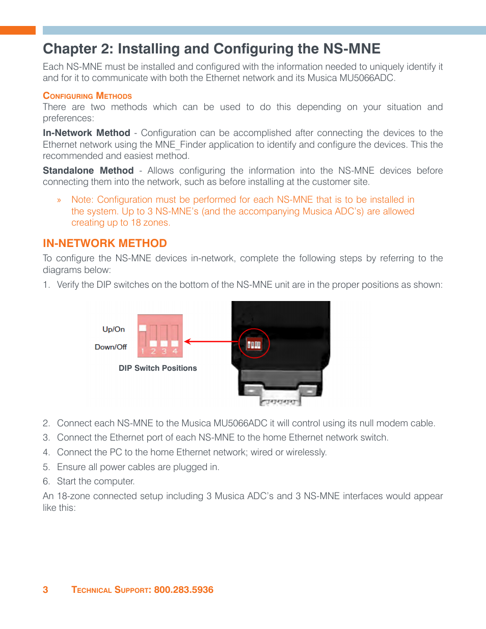 Chapter 2: installing and configuring the ns-mne, Configuring methods, In-network method | ClearOne NS-MNE Musica Network User Manual | Page 6 / 31