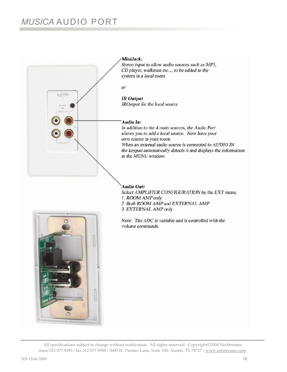 Musica audio port | ClearOne MU4602 User Manual | Page 22 / 35
