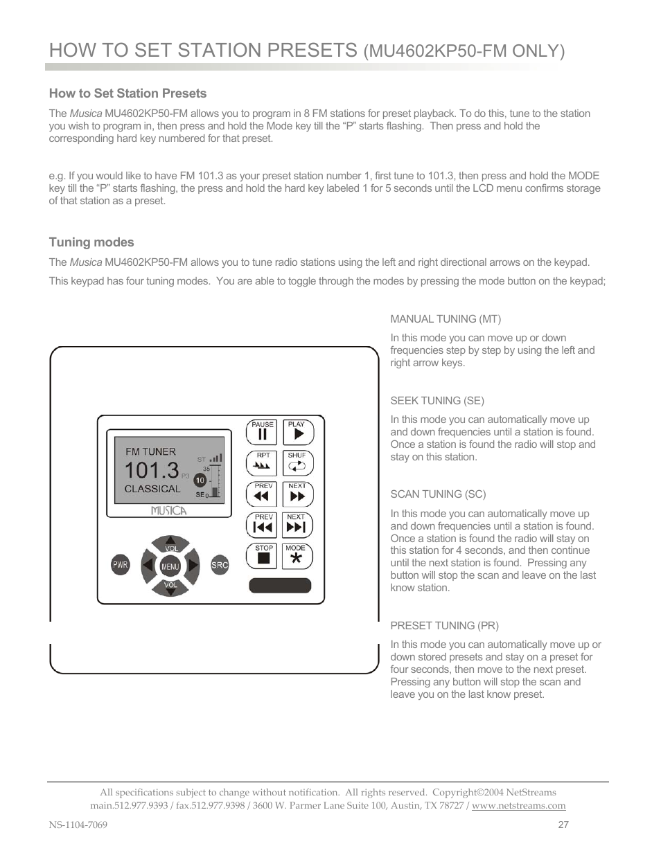 How to set station presets | ClearOne MU4602 User Manual | Page 31 / 35