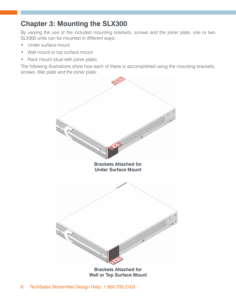 Chapter 3: mounting the slx300, Chapter 3: mounting options | ClearOne SLX300 SpeakerLinX User Manual | Page 12 / 15