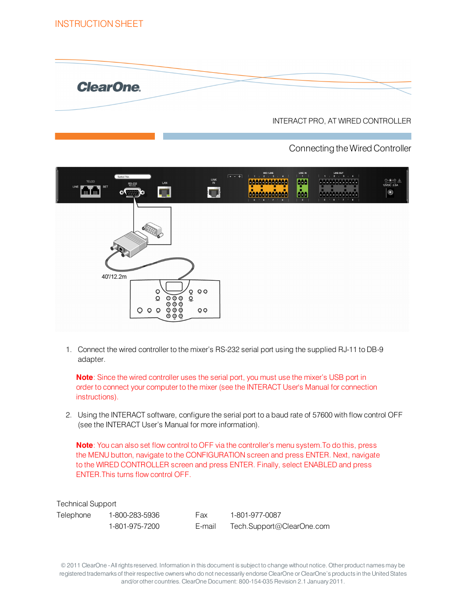 ClearOne Interact Wired Controller User Manual | 1 page