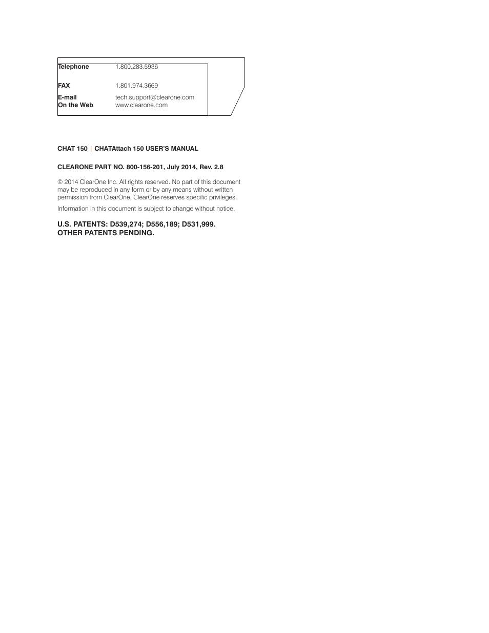 ClearOne CHAT 150 User Manual | Page 2 / 66