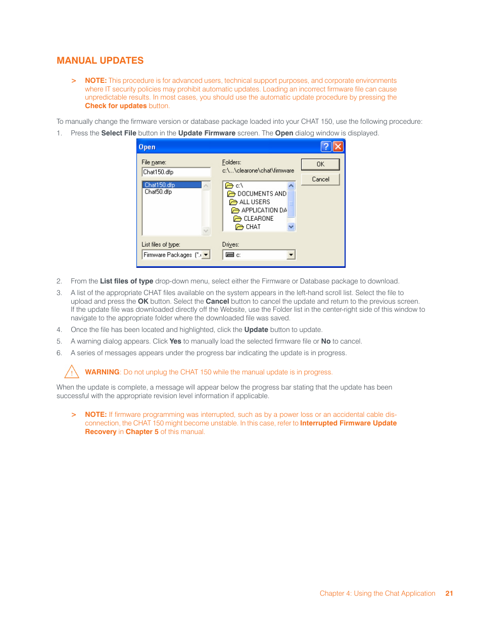 Manual updates | ClearOne CHAT 150 User Manual | Page 24 / 66