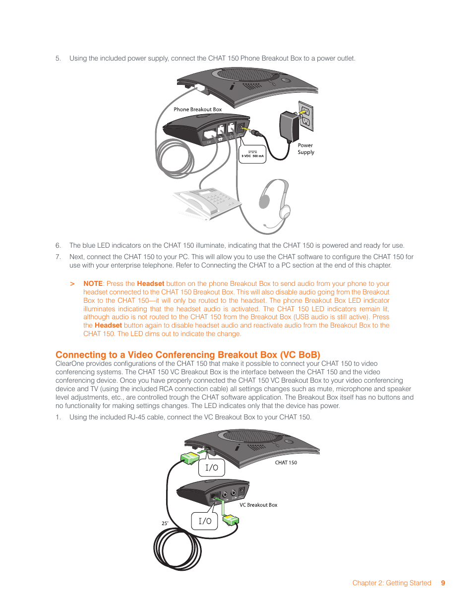 Onnecting, Ideo, Onferencing | Reakout, Vc b, B) . 9 | ClearOne 800-156-201 Rev2.5 CHAT150 User Manual | Page 12 / 33