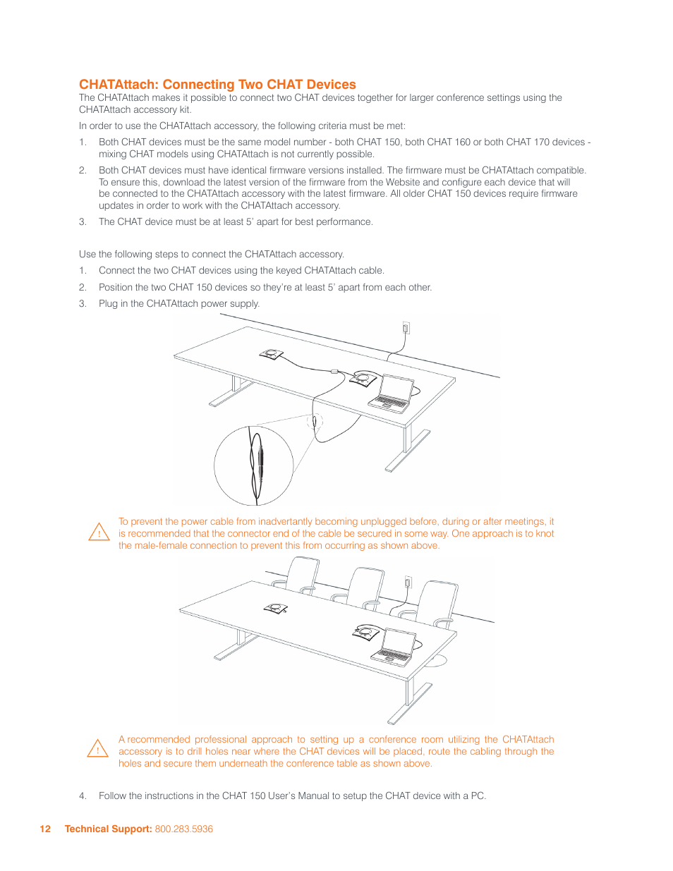 Chata, Ttach, Onnecting | Chat d, Evices, Chatattach: connecting two chat devices | ClearOne 800-156-201 Rev2.5 CHAT150 User Manual | Page 15 / 33