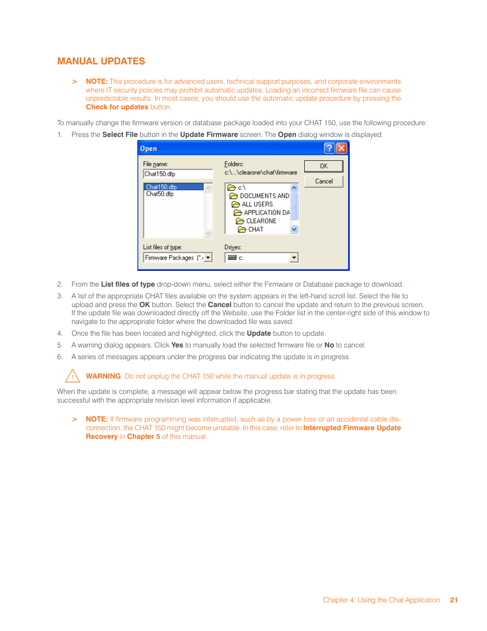 Manual updates | ClearOne 800-156-201 Rev2.5 CHAT150 User Manual | Page 24 / 33