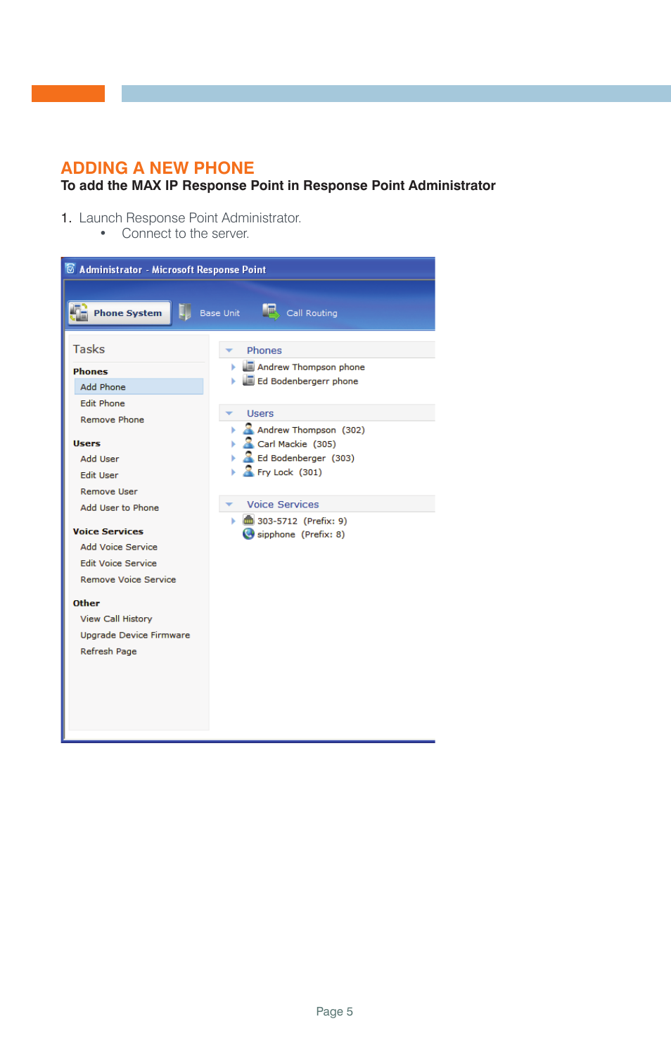 Adding a new phone | ClearOne MAX IP Response Point Quick Start User Manual | Page 5 / 8