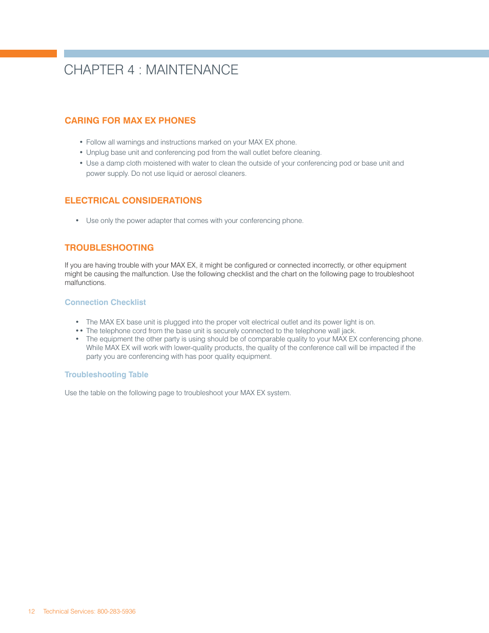 Chapter 4 : maintenance | ClearOne MAX EX/MAXAttach User Manual | Page 16 / 22