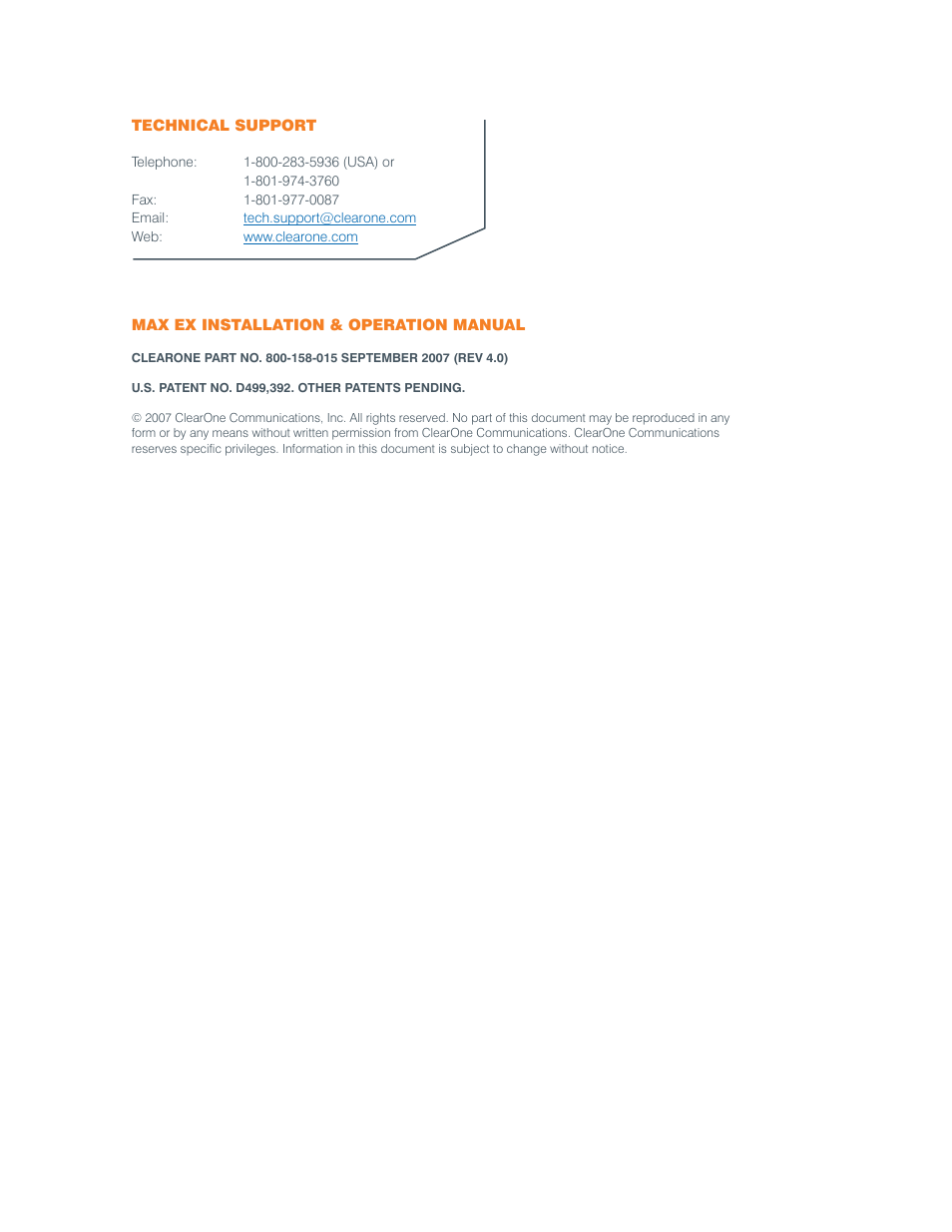 ClearOne MAX EX/MAXAttach User Manual | Page 2 / 22