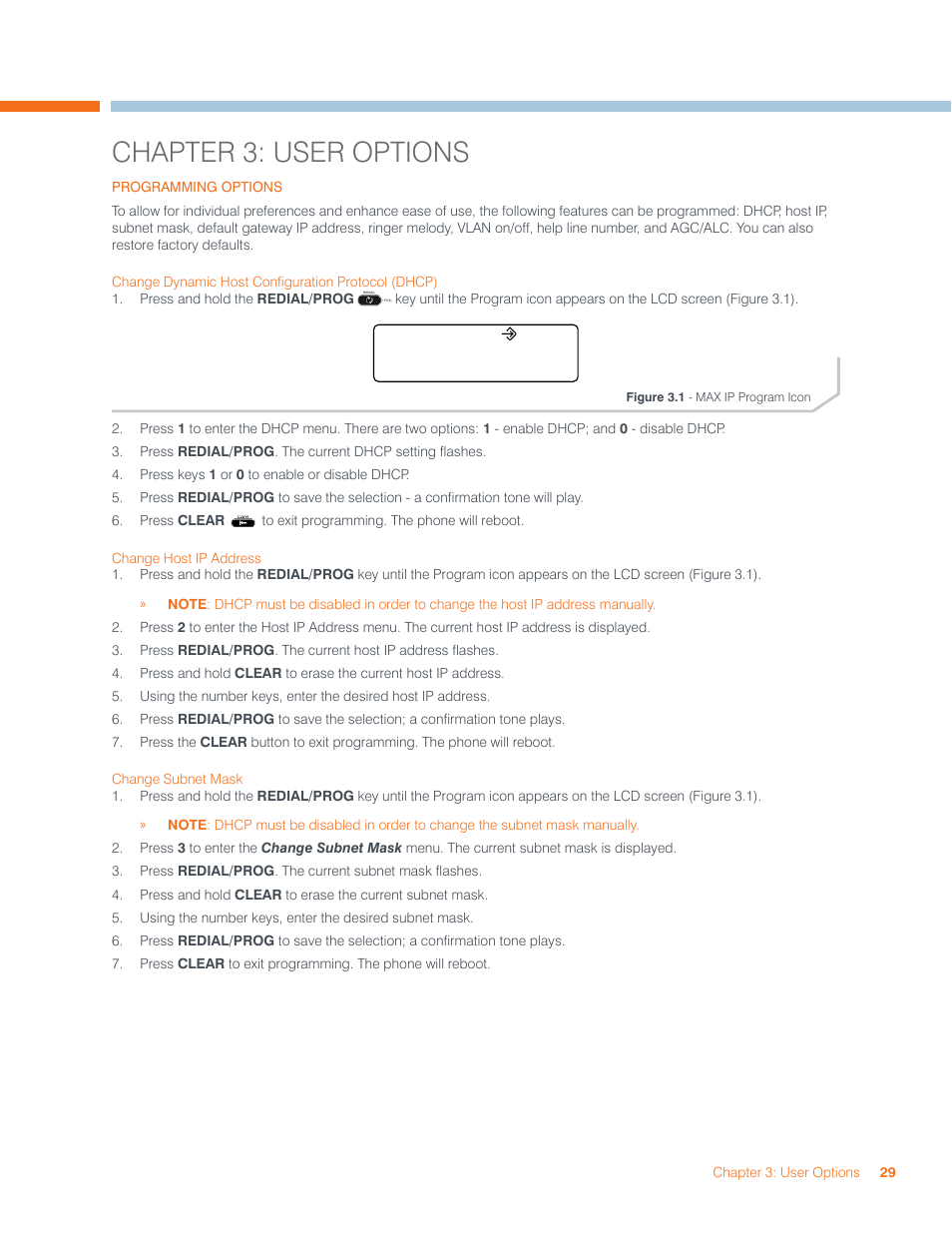 Chapter 3: user options | ClearOne MAX IP/MAXAttach IP User Manual | Page 32 / 39