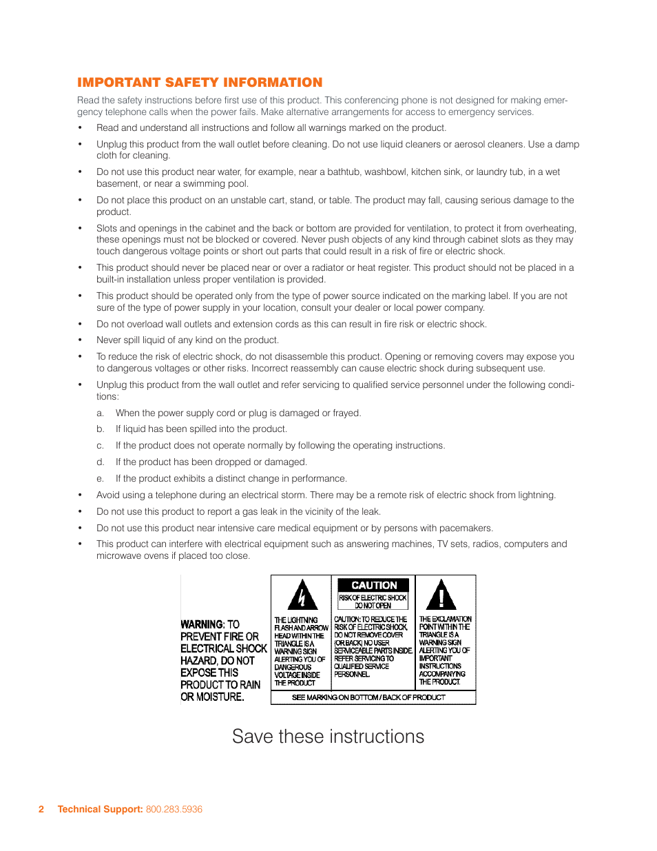 Save these instructions | ClearOne MAX IP/MAXAttach IP User Manual | Page 5 / 39