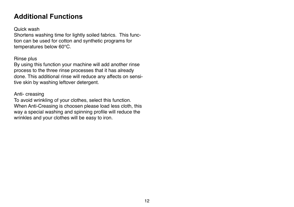 Additional functions | Beko D 5102 B User Manual | Page 12 / 24