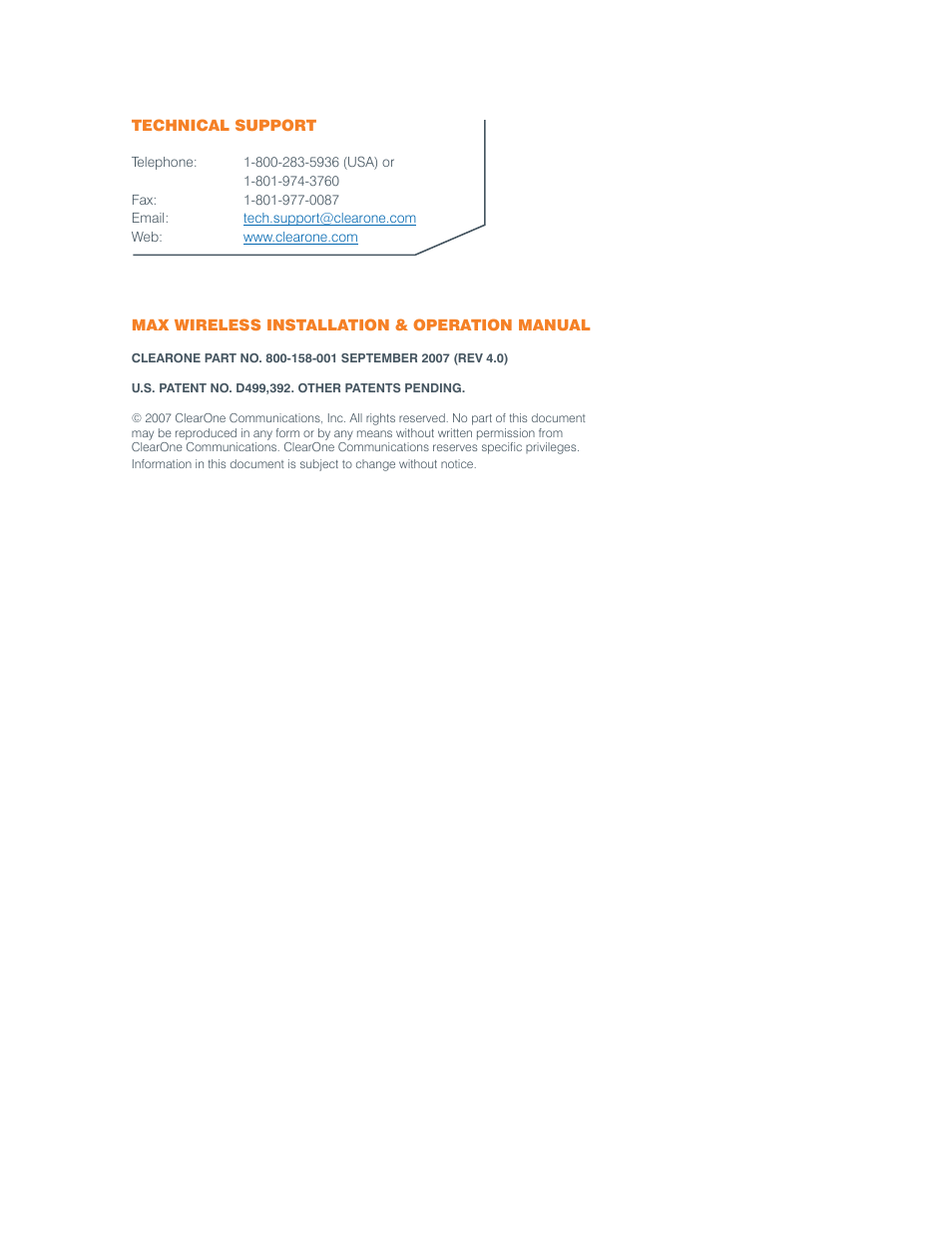 ClearOne MAX Wireless/MAXAttach Wireless User Manual | Page 2 / 25