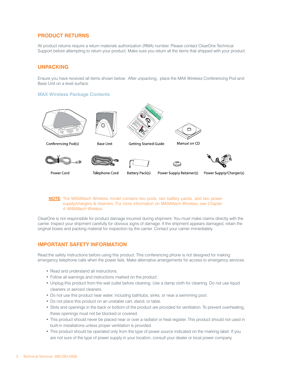 ClearOne MAX Wireless/MAXAttach Wireless User Manual | Page 6 / 25