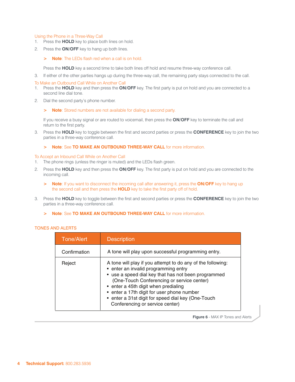 Sing, Hone, Hree | Utbound, Hile, Nother, Ccept, Nbound, Ones, Lerts | ClearOne MAX IP Conferencing Phone User Manual | Page 7 / 7