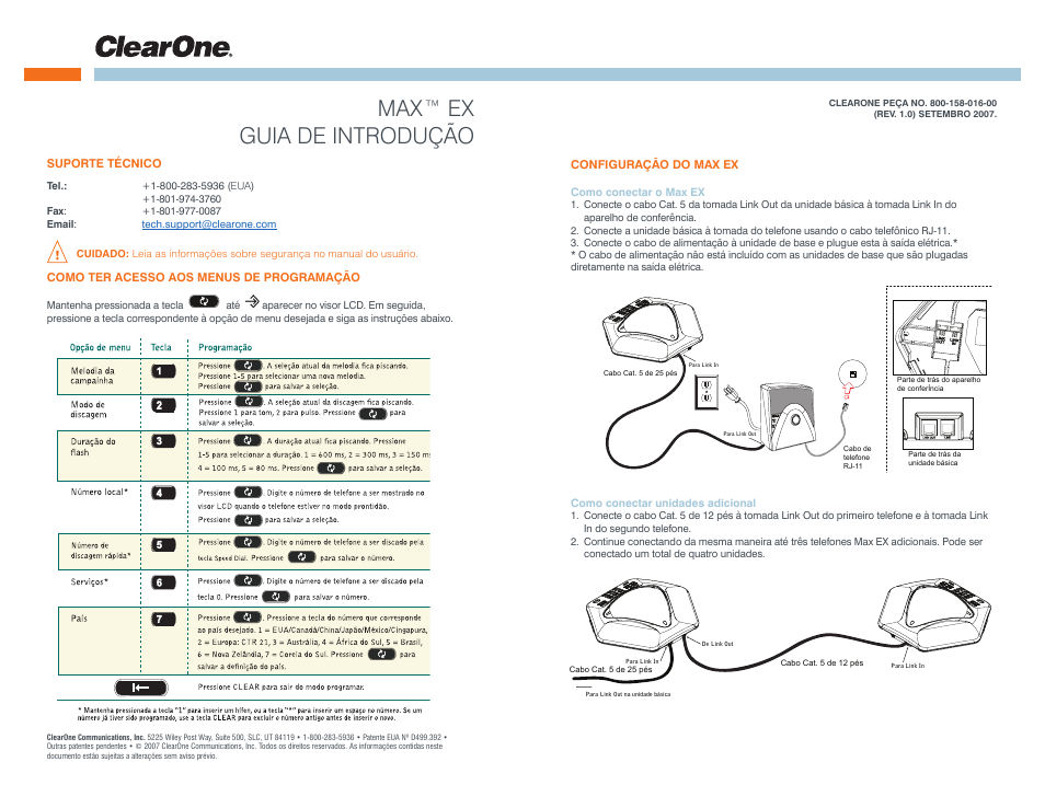 Max™ ex guia de introdução | ClearOne MAX EX User Manual | Page 11 / 20