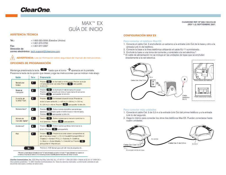 Max™ ex guía de inicio | ClearOne MAX EX User Manual | Page 3 / 20