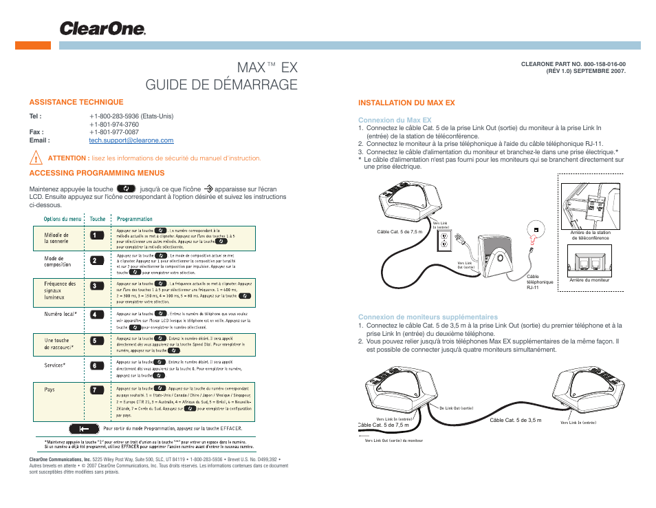 Max™ ex guide de démarrage | ClearOne MAX EX User Manual | Page 5 / 20