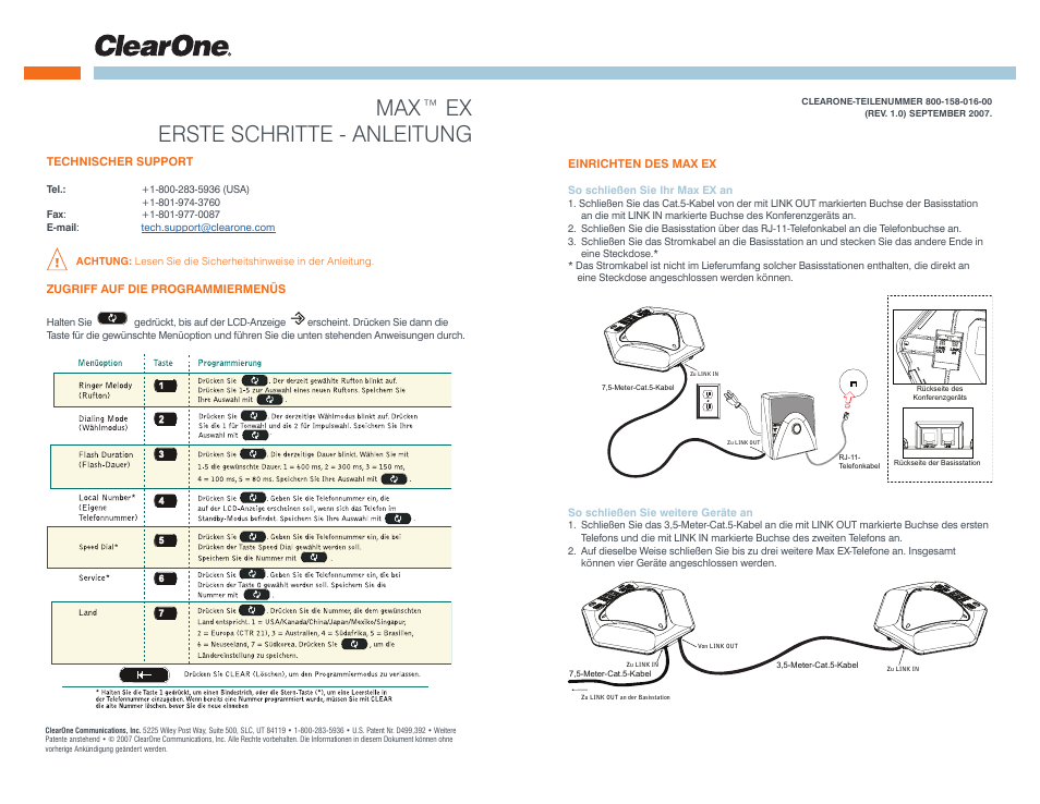 Max™ ex erste schritte - anleitung | ClearOne MAX EX User Manual | Page 7 / 20