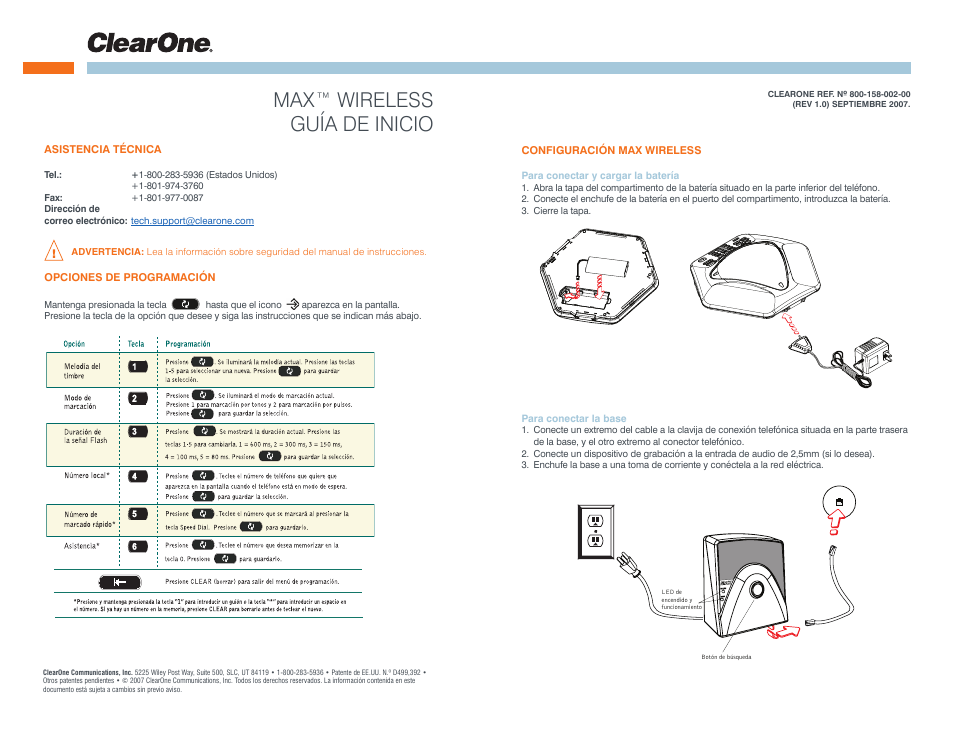 Max™ wireless guía de inicio | ClearOne MAX Wireless Quick Start User Manual | Page 3 / 20